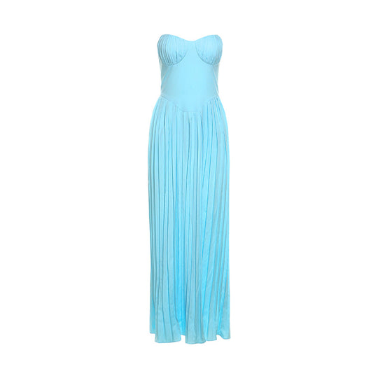 Damen Maxikleid mit strapazierfähigem Oberteil und eleganten Falten EB