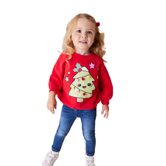 Mädchen Sweater mit festlichem Weihnachtsbaum-Motiv EB