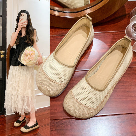Damen Atmungsaktive Sommer-Ballerinas mit elastischer Sohle EB