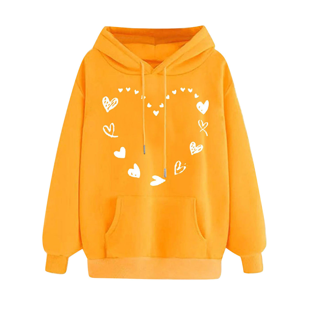 Damen Kapuzensweater mit verspieltem Herzmotiv und bequemer Kängurutasche EB