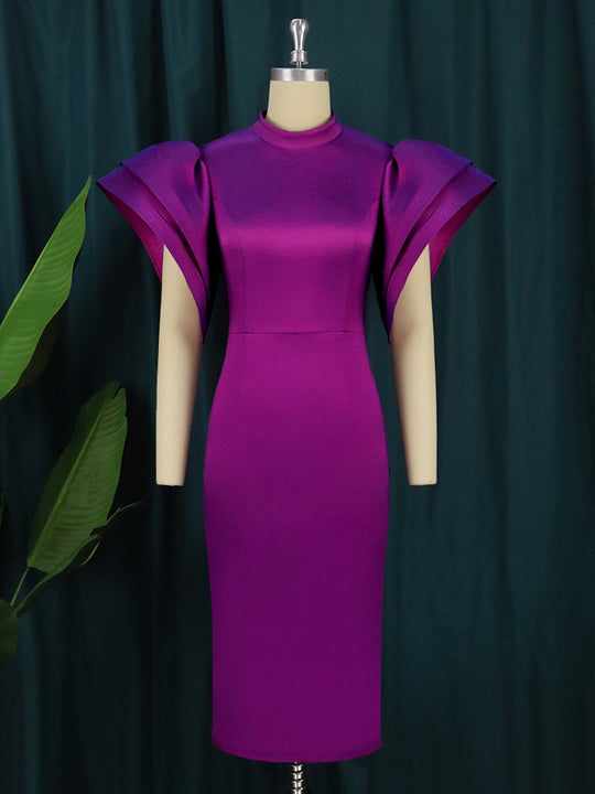 Damen Figurbetontes Kleid mit voluminösen Puffärmeln EB