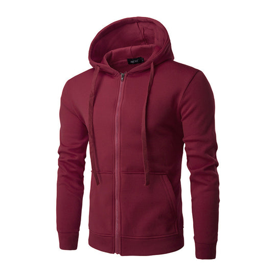 Herren nan Slim-Fit Kapuzensweatjacke mit mittigem Reißverschluss, doppellagiger Kapuze und praktischen Eingrifftaschen EB