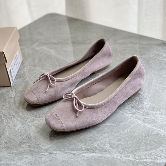 Damen Flache Ballerinas mit zierlichem Schleifenakzent EB