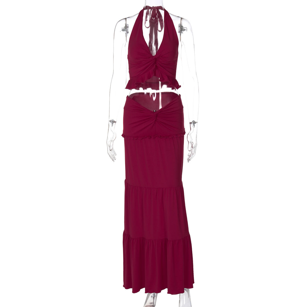 Damen Maxi-Kleid mit offener Rückenpartie und innovativem Wickeldesign EB