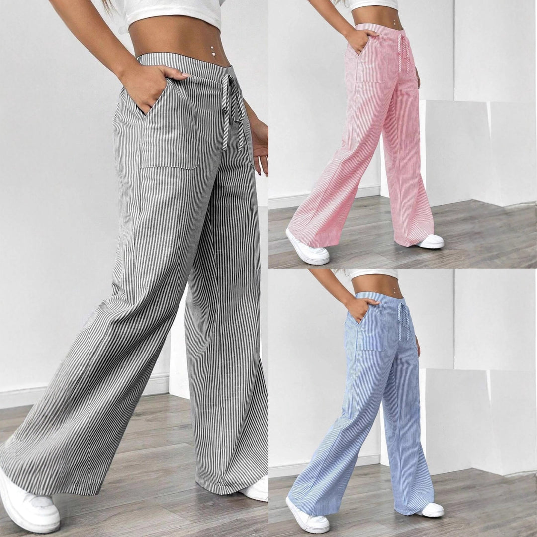 Damen nan weite Baumwoll-Loungehose mit Tunnelzug und Seitentaschen EB
