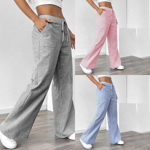 Damen nan weite Baumwoll-Loungehose mit Tunnelzug und Seitentaschen EB
