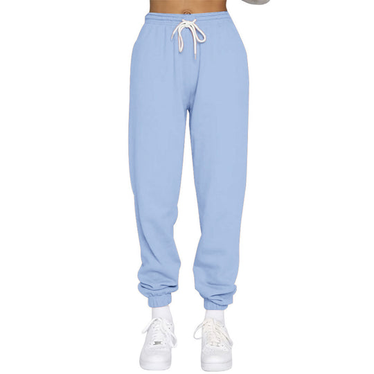 Damen nan High‑Waist Relax-Jogginghose mit elastischem Komfortbund, Kordelzug und gerippten Knöchelbündchen EB