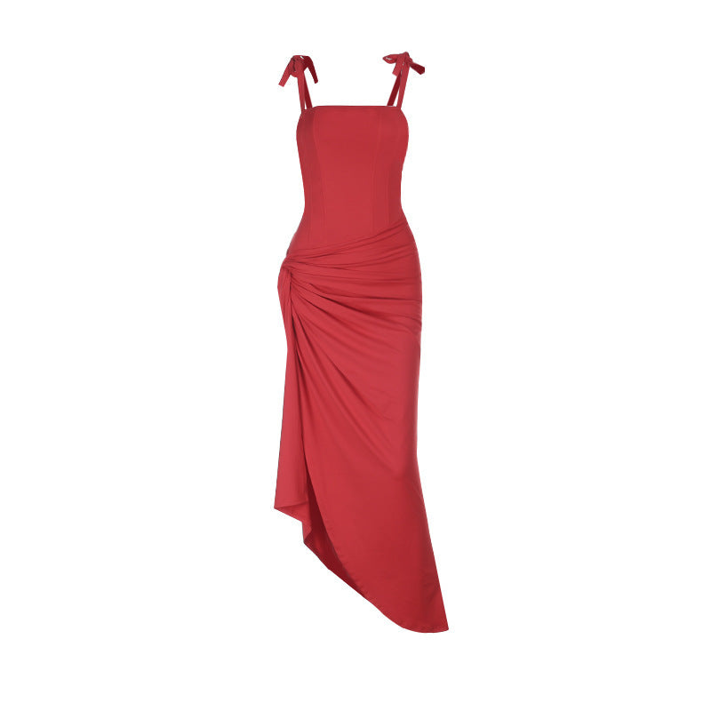 Damen Elegantes Maxikleid mit asymmetrischem Saum und verführerischem Schlitz EB