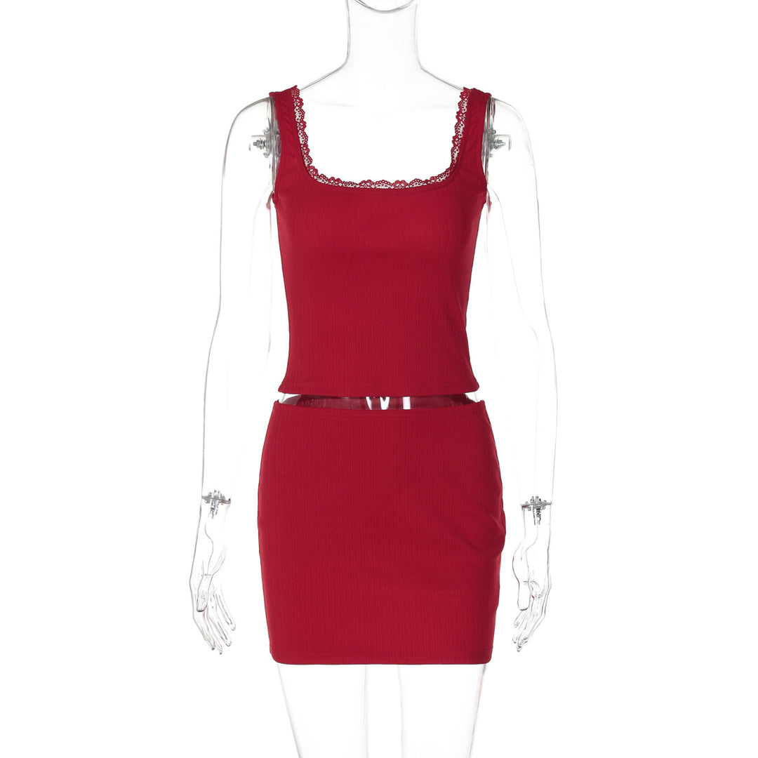 Damen Slim Fit Kleid mit Spitzenakzenten EB