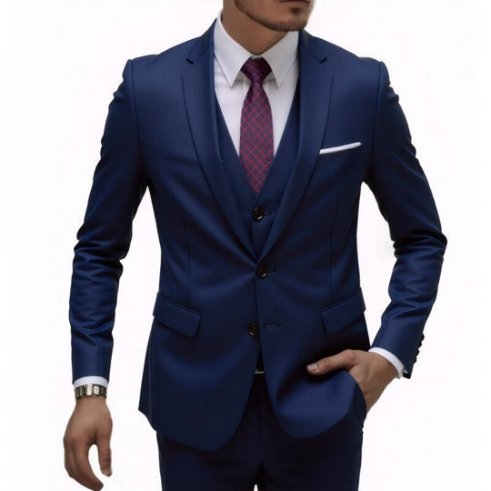 Herren nan dreiteiliges Slim-Fit Anzugset mit Weste, schmalem Revers und taillierter Silhouette EB