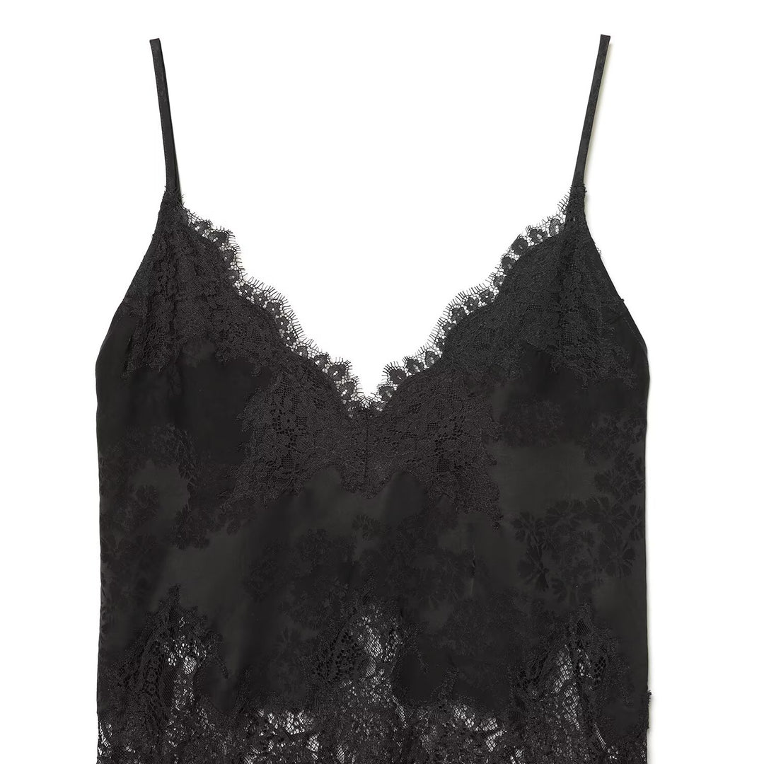 Damen Spitzen-Camisole mit verführerischem V-Ausschnitt und elegantem Spitzenbesatz EB
