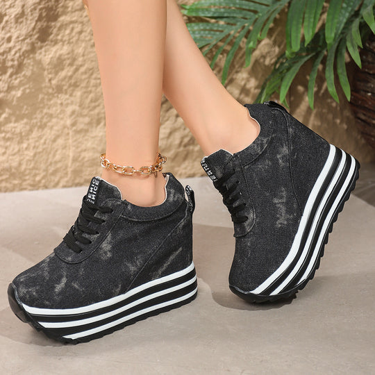 Damen Wedge-Sneaker im Denim-Look mit komfortablem Plateau EB