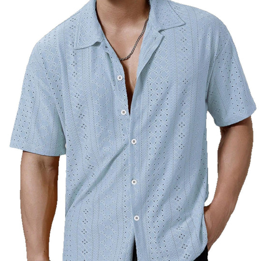 Herren Kurzarmhemd mit strukturiertem Design und atmungsaktivem Material EB