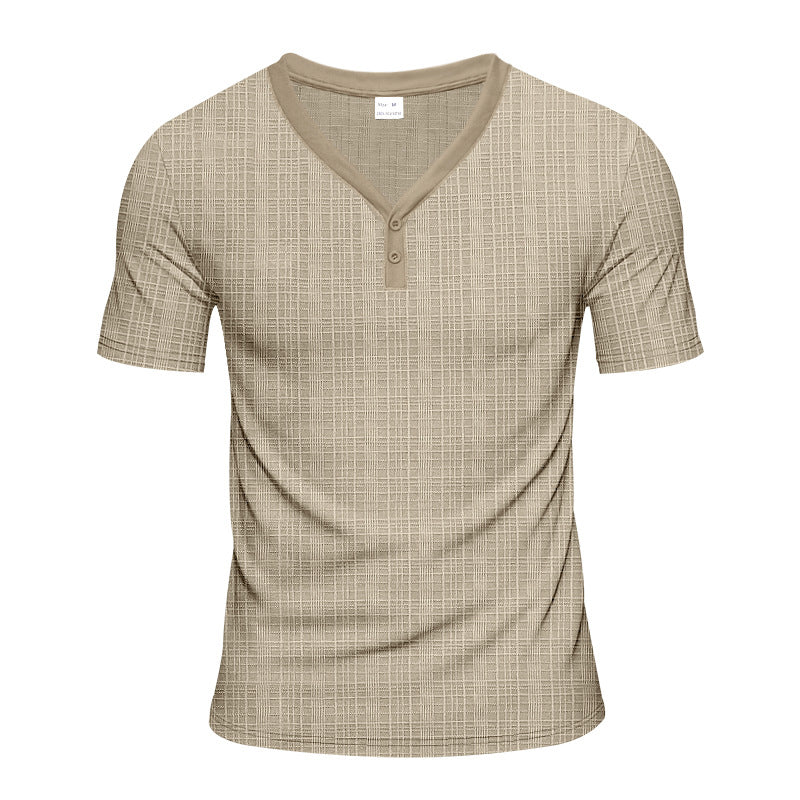 Herren Kurzarm Henley-Shirt mit strukturiertem Design und praktischen Knopfdetails EB