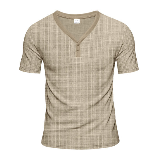 Herren Kurzarm Henley-Shirt mit strukturiertem Design und praktischen Knopfdetails EB
