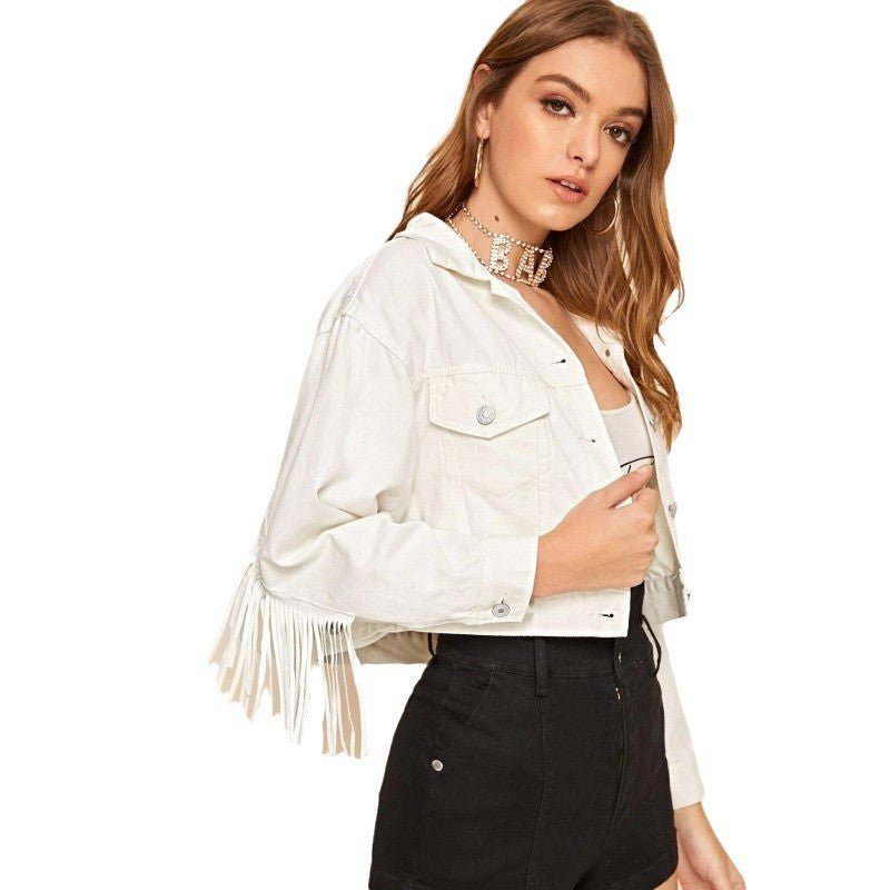 Damen
Kurze Fransenjacke mit trendigem Design und lässigem Schnitt EB