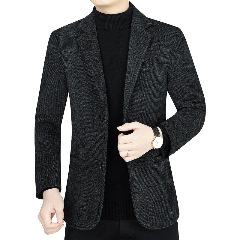 Herren Slim-Fit Sakko aus strukturiertem Wollmix mit leichter Halbfütterung und Zweiknopf-Silhouette EB