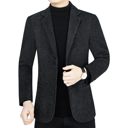 Herren Slim-Fit Sakko aus strukturiertem Wollmix mit leichter Halbfütterung und Zweiknopf-Silhouette EB