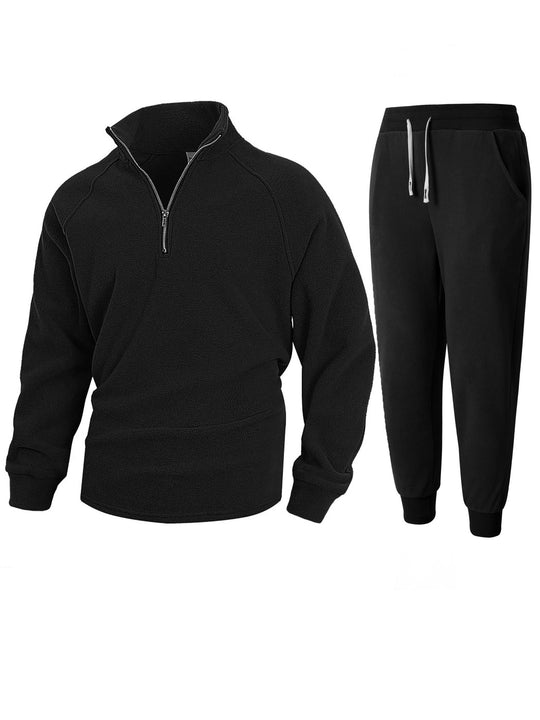 Herren Fleece-Relaxanzug mit halblangem Reißverschluss EB