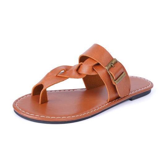 Damen Geflochtene Zehentrenner-Sandalen mit verstellbarem Riemen EB