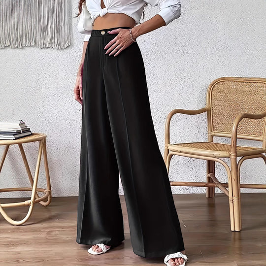 Damen elegante, hoch taillierte Palazzo-Hosen EB