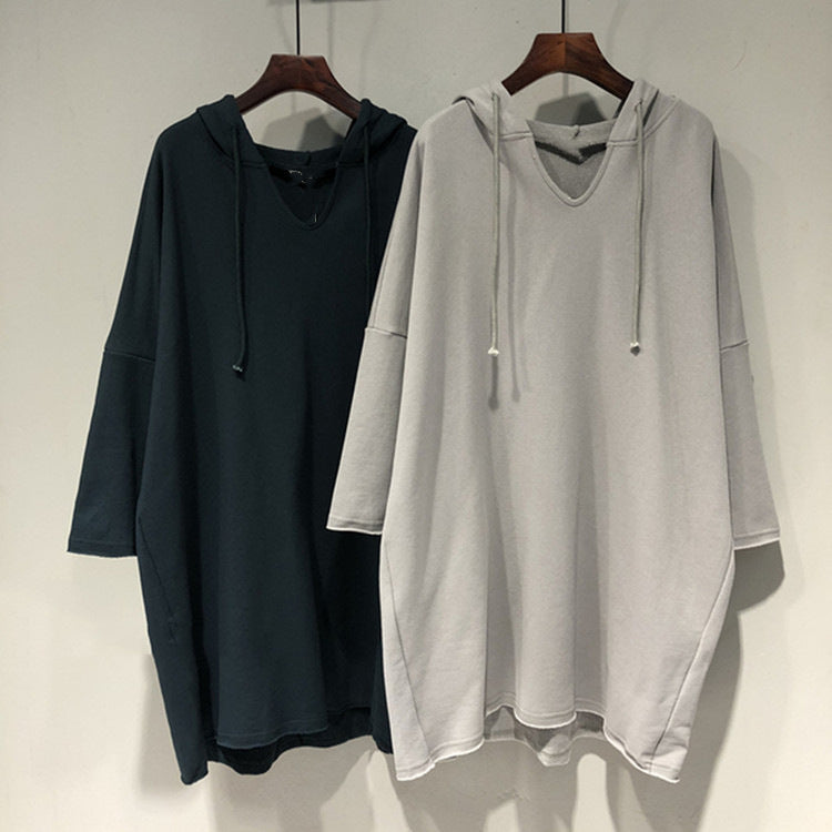 Damen Hoodie-Kleid mit großzügigem Schnitt und Kapuze EB