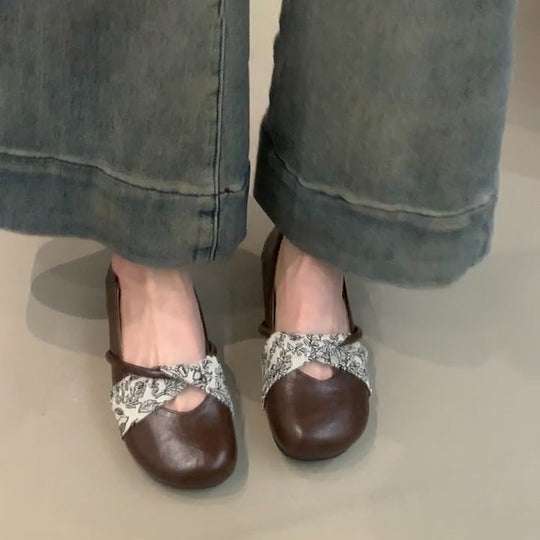 Damen Ballerinas mit floralem Riemendesign und komfortablem Fußbett EB