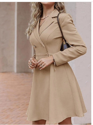 Damen Elegantes Hemdblusenkleid mit doppelter Knopfdetail EB