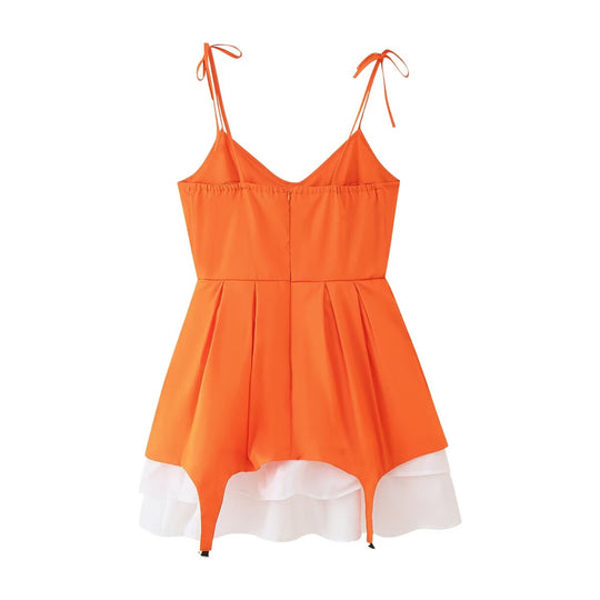 Damen Sommerkleid mit voluminösem Rüschensaum und verstellbaren Spaghetti-Trägern EB