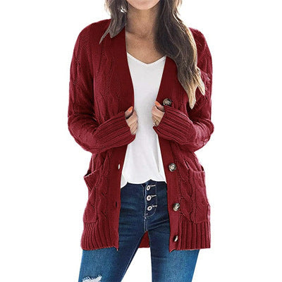 Damen Strickjacke mit Zopfmuster und praktischen Taschen EB