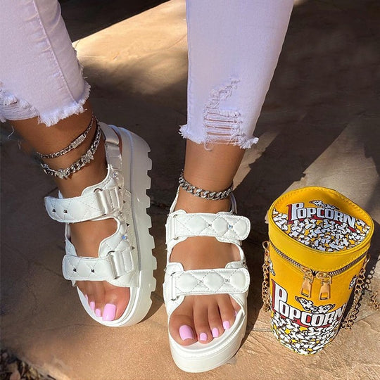 Damen Komfortsandalen mit verstellbaren Riemen und rutschfester Sohle EB