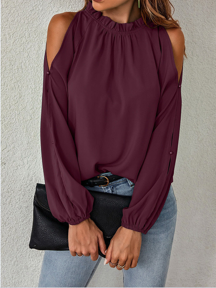 Damen Bluse mit kühlen Schulterdetails und elastischen Ärmeln EB