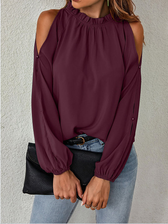 Damen Bluse mit kühlen Schulterdetails und elastischen Ärmeln EB