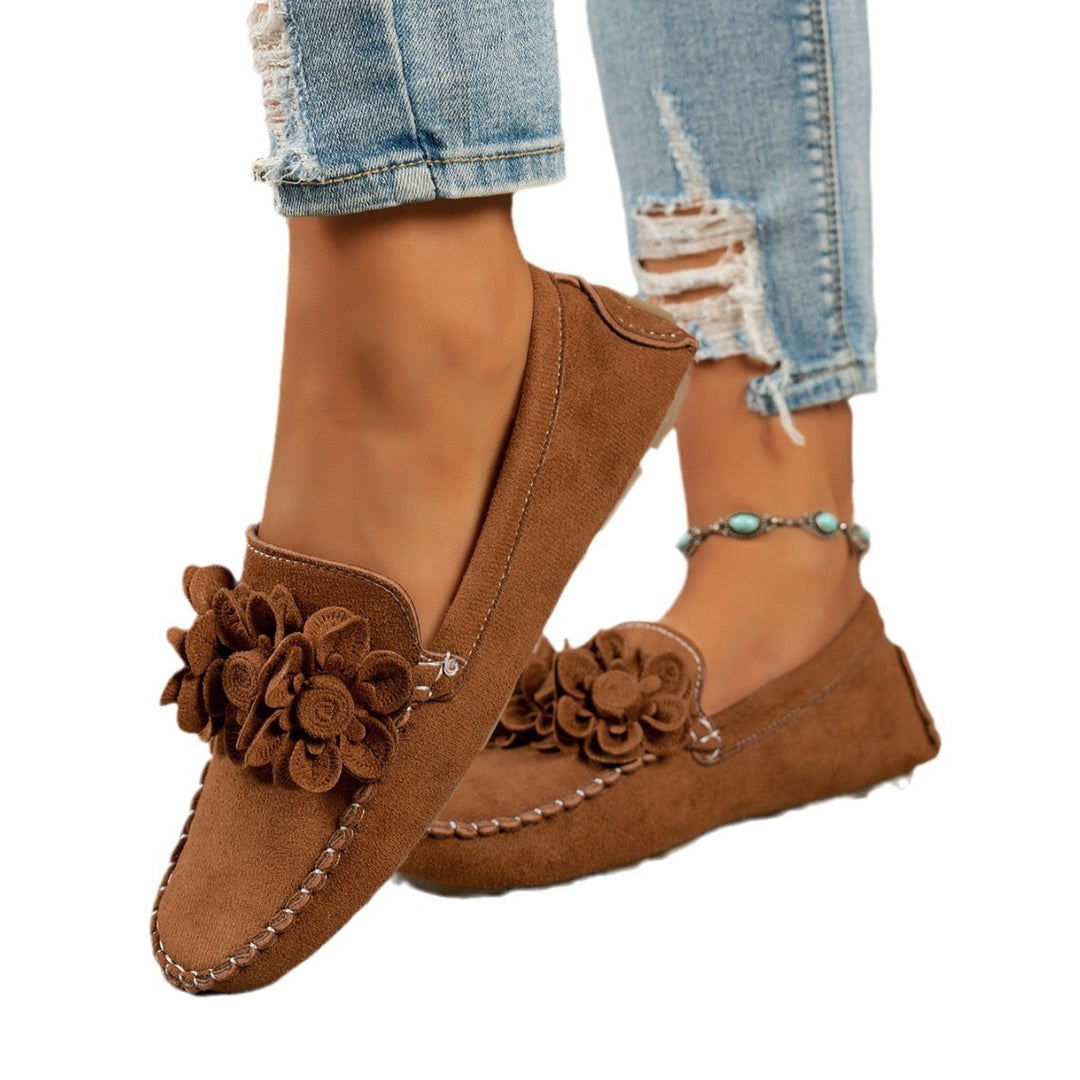 Damen Dekorative Mokassins mit floralen Applikationen und weichem Obermaterial EB