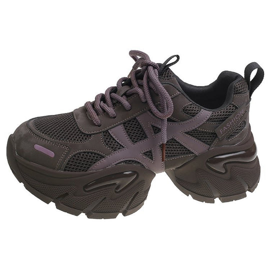 Damen modische Sneakers mit atmungsaktivem Mesh-Obermaterial und robustem Sohlenprofil EB