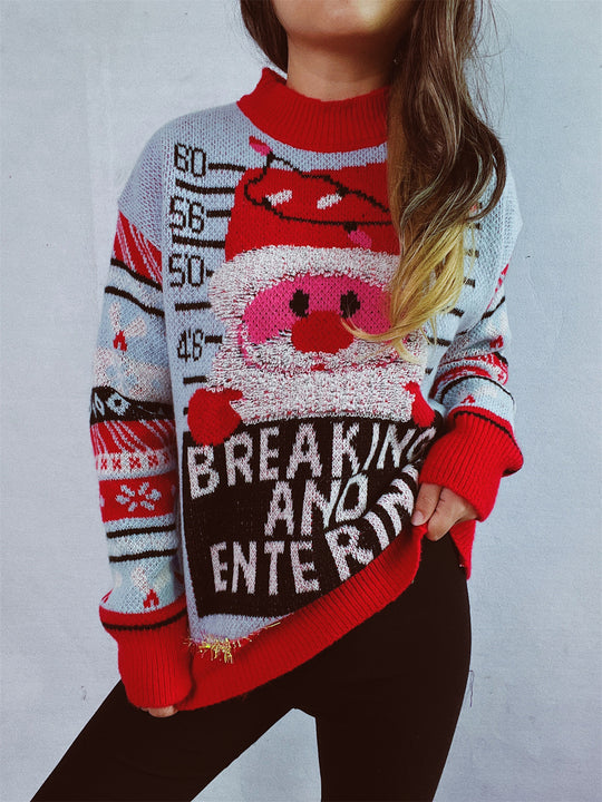 Damen Weihnachts-Pullover mit festlichem Motiv und hochwertigen Materialien EB