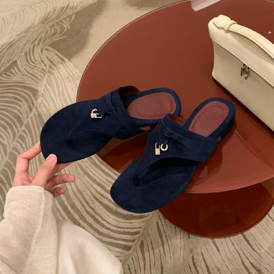Damen elegante Zehentrenner-Sandalen mit modischem Riemendesign und bequemer Fußbettstruktur EB