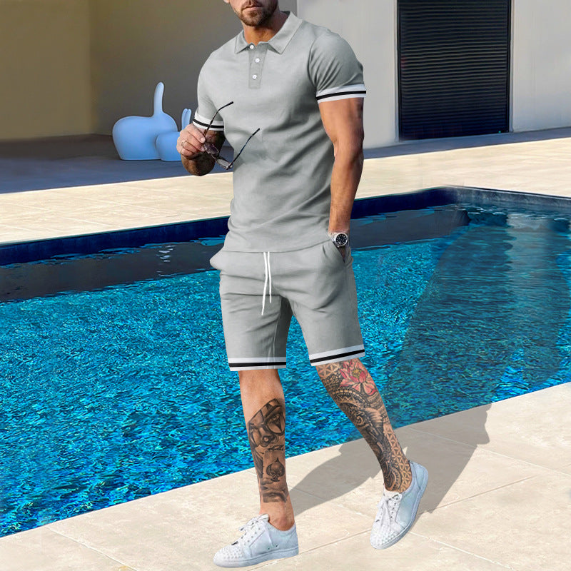 Herren Poloshirt und Shorts-Set mit sportlichen Akzenten EB