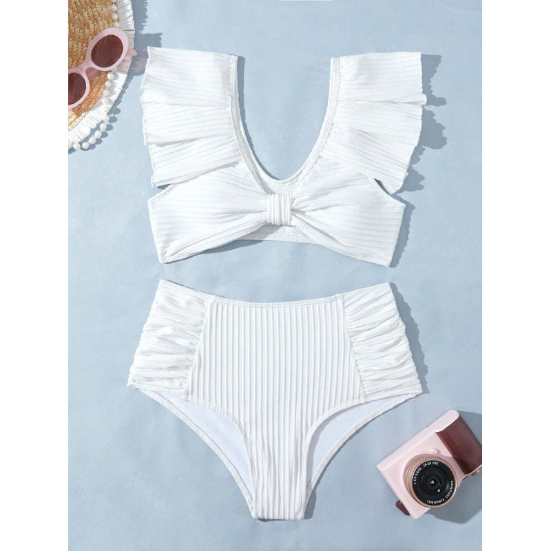 Damen Hochgeschnittener Bikini mit Rüschendetails EB