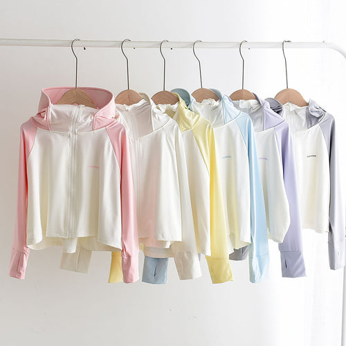 Mädchens nan leichte sonnenschutz Zip-Up Hoodie Schwimm Rash Guard mit Daumenlöchern EB