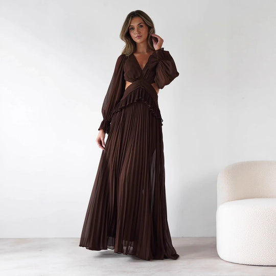 Damen Maxi-Kleid mit weitem Schnitt und Rüschendetails EB