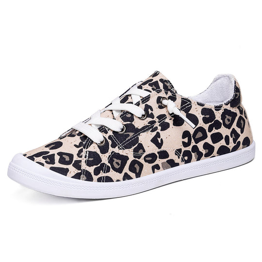 Damen Modische Freizeit-Sneakers mit Leopardenmuster und rutschfester Sohle EB