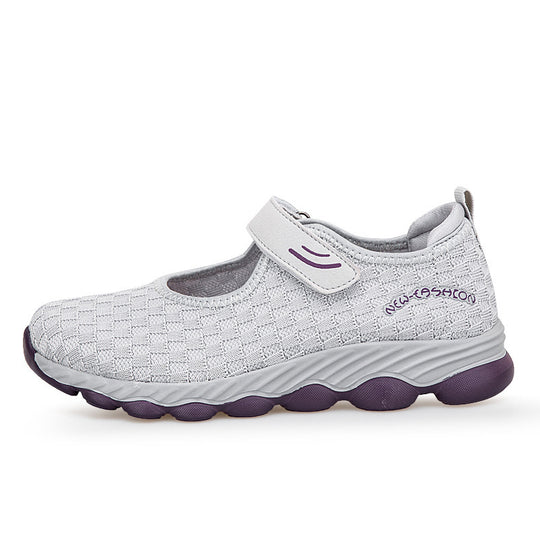 Damen Komfortable Slip-On Freizeitschuhe mit Klettverschluss EB