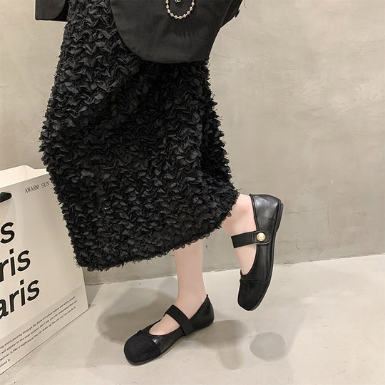 Damen Komfortable Ballerinas mit dekorativem Riemen und Perlenausschnitt EB