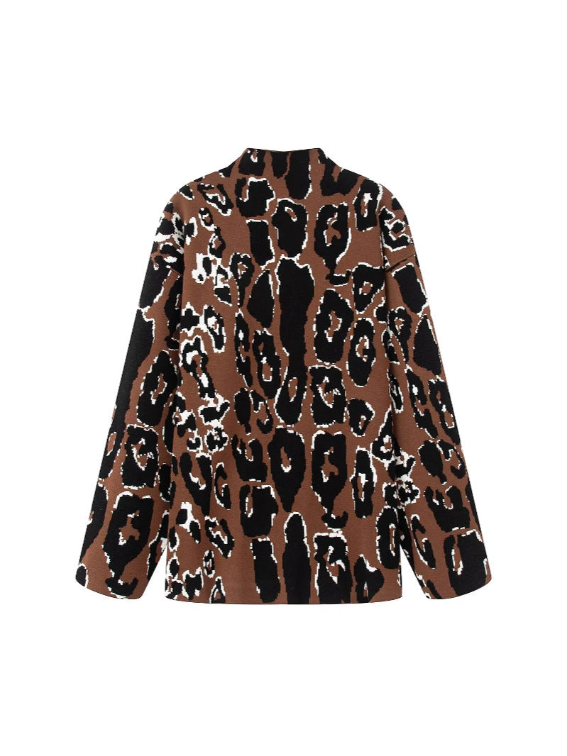 Damen lässiger Animal-Print Pullover EB