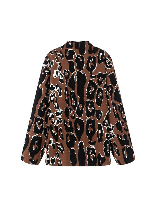 Damen lässiger Animal-Print Pullover EB