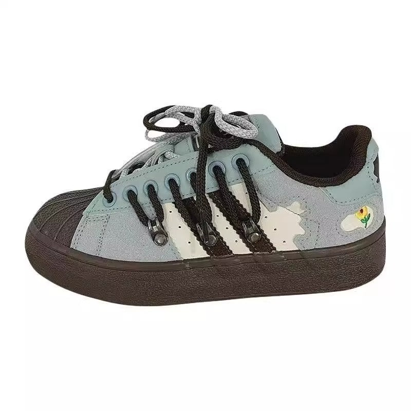 Damen Sportliche Sneakers mit robustem Gummiprofil und atmungsaktiver Oberflächenstruktur EB