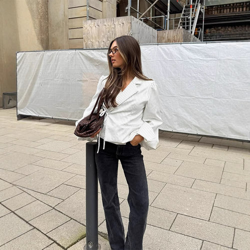 Damen elegante Taillierte Bluse mit voluminösen Ärmeln EB