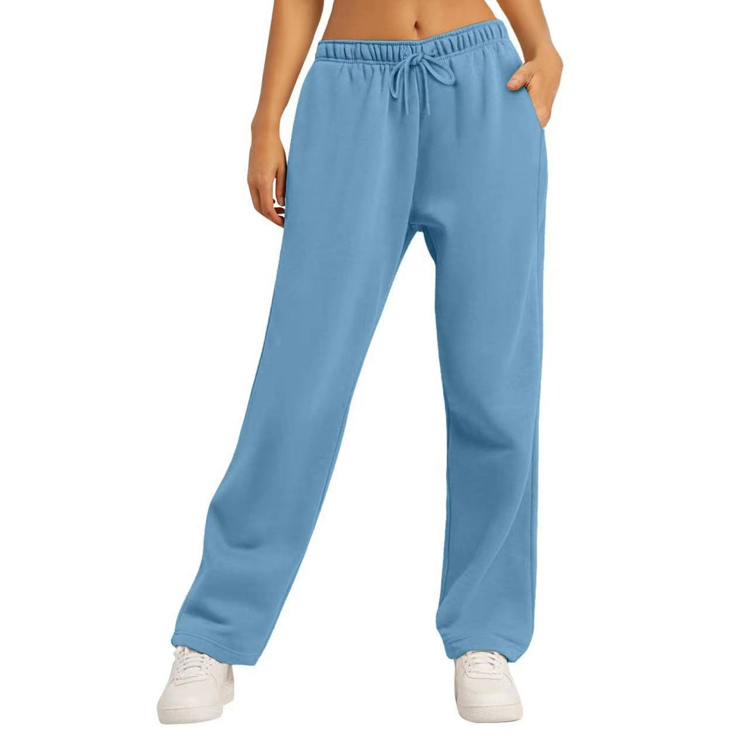 Damen nan weite High‑Waist Loungewear‑Jogginghose mit elastischem Bund Kordelzug und Seitentaschen EB