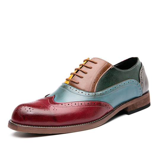 Herren handgefertigte Brogue-Lederschuhe mit mehrfarbiger Patina und perforierten Details EB